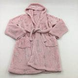 Silver Stars Pink Fluffy Dressing Gown - Girls 12 Years