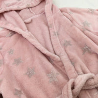 Silver Stars Pink Fluffy Dressing Gown - Girls 12 Years