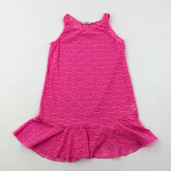 Patterned Lace Pink Dress - Girls 6-7 Years