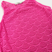 Patterned Lace Pink Dress - Girls 6-7 Years