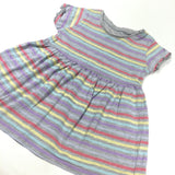 Colourful Striped Grey Jersey Dress - Girls 12-18 Months