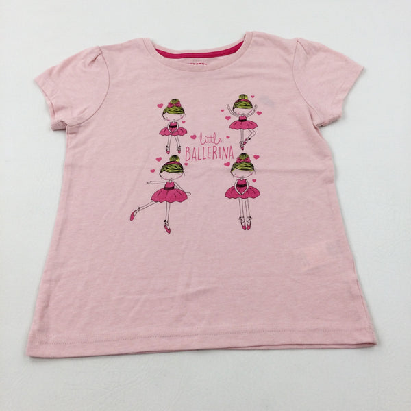 'Little Ballerina' Girls Pink T-Shirt - Girls 6-7 Years