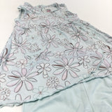 Flowers Pale Blue Jersey Sleeveless Dress & Matching Shorts Set - Girls 6-9 Months