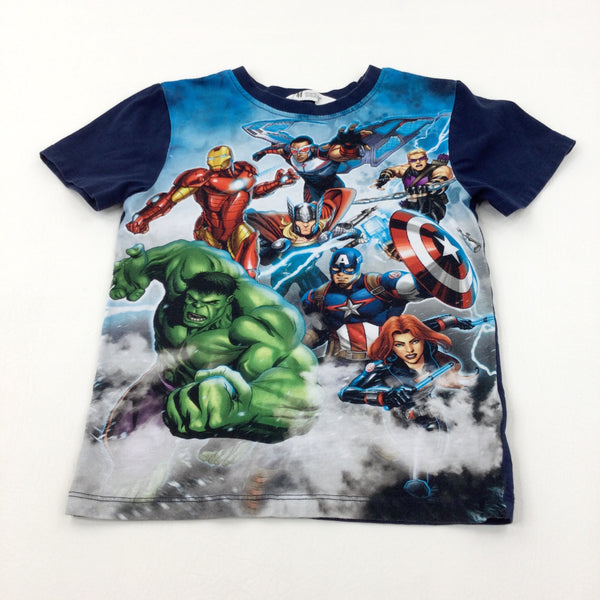 Colourful Superheroes Navy T-Shirt - Boys 7-8 Years
