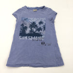 Palm Trees Blue T-shirt - Girls 7 Years