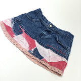 'Rocha Little Rocha' Embroidered Patchwork Denim Skirt - Girls 3-6 Months