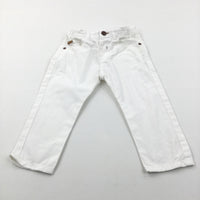 White Lightweight Cotton Twill Trousers with Adjustable Waistband - Boys 12-18 Months