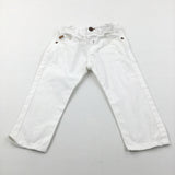 White Lightweight Cotton Twill Trousers with Adjustable Waistband - Boys 12-18 Months
