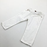 White Lightweight Cotton Twill Trousers with Adjustable Waistband - Boys 12-18 Months