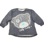 'Tatty Teddy' Mottled Navy Lightweight Half Length Sleeve Sweatshirt - Girls 9-10 Years