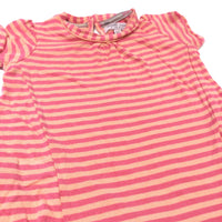 Embroidered Pink & Peach Striped Jersey Tunic Top - Girls 3-6 Months