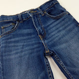Mid Blue Denim Jeans With Adjustable Waist - Girls 7-8 Years