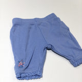 Flowers Embroidered Blue Leggings - Girls Tiny Baby