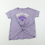 'Miami' Sequinned Lilac T-Shirt - Girls 7-8 Years