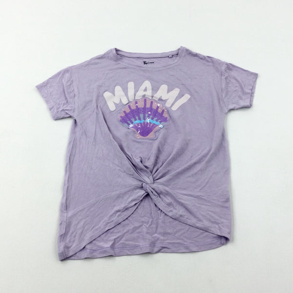 'Miami' Sequinned Lilac T-Shirt - Girls 7-8 Years