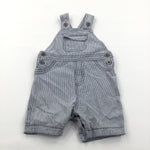Grey & White Striped Lightweight Cotton Short Dungarees - Boys 6-9 Months