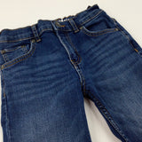 Mid Blue Denim Jeans With Adjustable Waist - Girls 7-8 Years