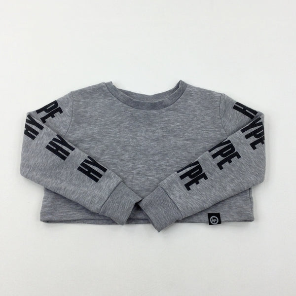'Hype' Grey Cropped Jumper - Girls 7-8 Years
