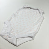 Pink Flowers White Sleeveless Bodysuit - Girls Newborn