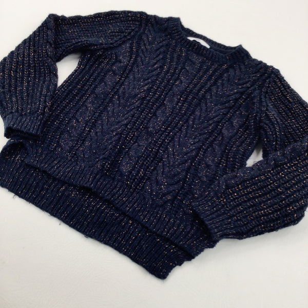 Sparkly Navy Gold Knitted Jumper Girls 11 12 Years Katie s