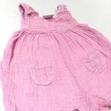 Pink Lightweight Cotton Short Dungarees - Girls Newborn