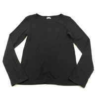 Black Ribbed Long Sleeve Top - Girls 11-12 Years