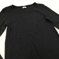 Black Ribbed Long Sleeve Top - Girls 11-12 Years