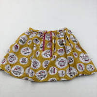 Cakes & Teapots Mustard Yellow & Pink Cotton Skirt - Girls 11-12 Years