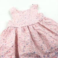 Flowers Pink Cotton Dress - Girls 0-3 Months