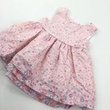 Flowers Pink Cotton Dress - Girls 0-3 Months