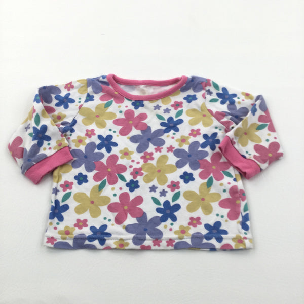Flowers Colourful Pink & White Pyjama Top - Girls 6-9 Months