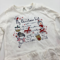 'My Christmas List…' Embroidered Cream Top - Girls 3-6 Months - Christmas
