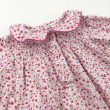 Flowers Pink Cotton Smock Style Nightdress/Nightie - Girls 2-3 Years