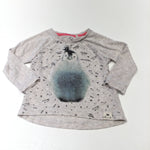 'Hello Little Penguin' Oatmeal Mottled Long Sleeve Top - Girls 0-3 Months