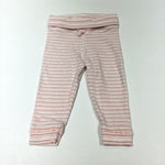 Pink & White Striped Lightweight Jersey Trousers - Girls 6-9 Months