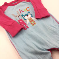 'ABC' Blue & Pink Babygrow - Girls Newborn