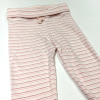 Pink & White Striped Lightweight Jersey Trousers - Girls 6-9 Months