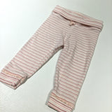 Pink & White Striped Lightweight Jersey Trousers - Girls 6-9 Months