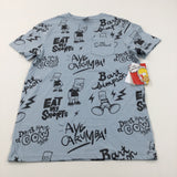 **NEW** 'Eat My Shorts' The Simpsons Blue T-Shirt - Boys 12-13 Years