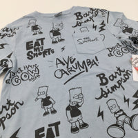 **NEW** 'Eat My Shorts' The Simpsons Blue T-Shirt - Boys 12-13 Years