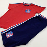 'England' Football Style Red & Navy T-Shirt & Lightweight Jersey Shorts Set - Boys 12 Years