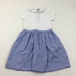 Polo Shirt Top & Blue Check Skirt Dress - Girls 8-9 Years