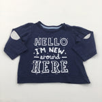 'Hello, I'm New…' Navy Long Sleeve Top - Boys 9-12 Months
