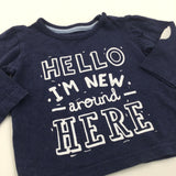 'Hello, I'm New…' Navy Long Sleeve Top - Boys 9-12 Months