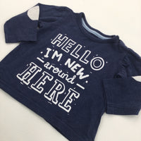 'Hello, I'm New…' Navy Long Sleeve Top - Boys 9-12 Months