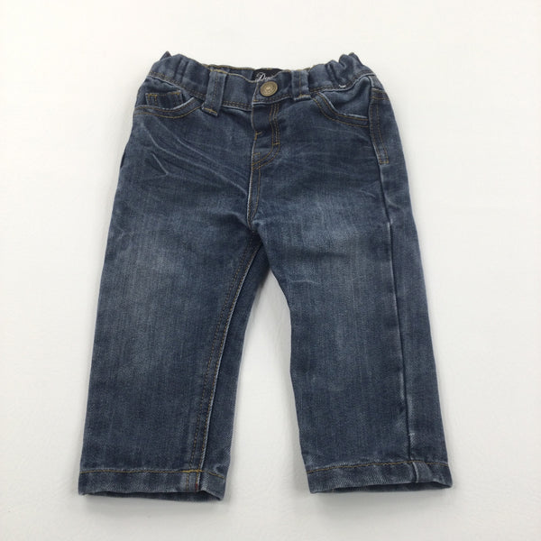 Dark Blue Denim Jeans with Adjustable Waistband - Boys 9-12 Months