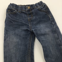 Dark Blue Denim Jeans with Adjustable Waistband - Boys 9-12 Months