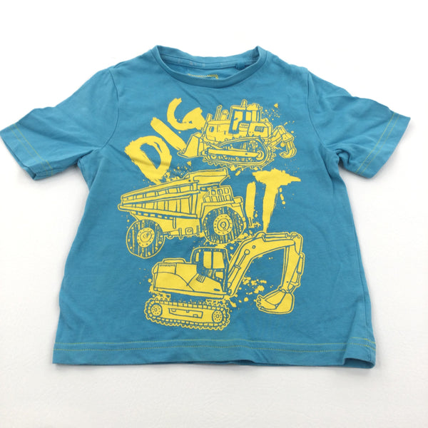 'Dig It' Construction Vehicles Yellow & Blue T-Shirt - Boys 9-12 Months