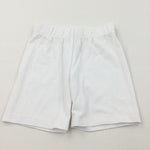 White Lightweight Jersey Shorts - Girls 4 Years