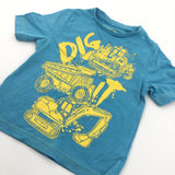 'Dig It' Construction Vehicles Yellow & Blue T-Shirt - Boys 9-12 Months